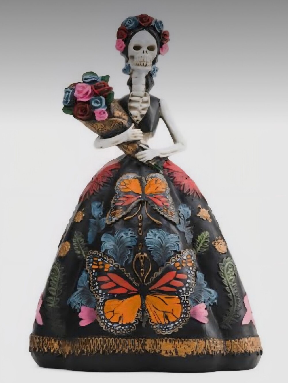 Day of the Dead Black Butterfly Dress Figurine - Decorative Women’s Accessory